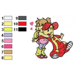 Brittany and Alvin Chipmunks Embroidery Design